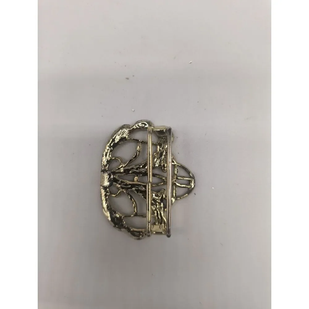 Vintage 1950s Pierced Yellow Metal Belt Buckle